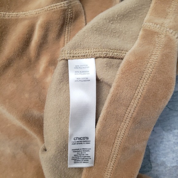 Zenergy By Chico's Sweatshirt Womens 2 Tan Velour Full Zip Hooded - Picture 6 of 10